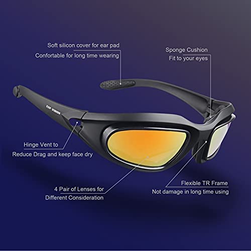 Polarized Motorcycle Riding Goggles, Windproof Cycling Glasses UV400 Outdoor Sports Sunglasses Interchangeable Lenes for Running, Baseball Golf, Driving, Fishing, Riding, Mountain Bike, Hiking 2
