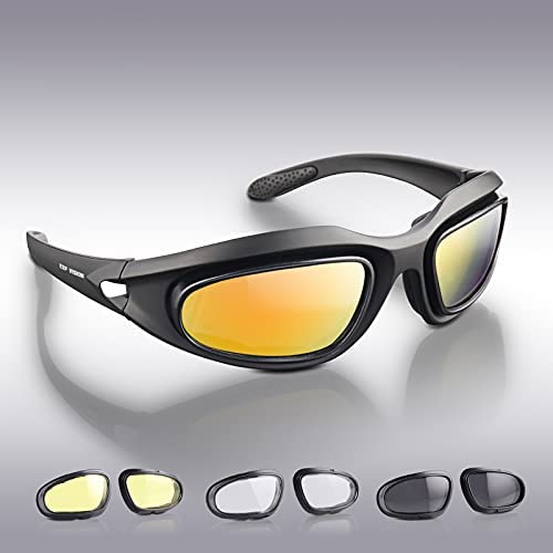 Polarized Motorcycle Riding Goggles, Windproof Cycling Glasses UV400 Outdoor Sports Sunglasses Interchangeable Lenes for Running, Baseball Golf, Driving, Fishing, Riding, Mountain Bike, Hiking 8