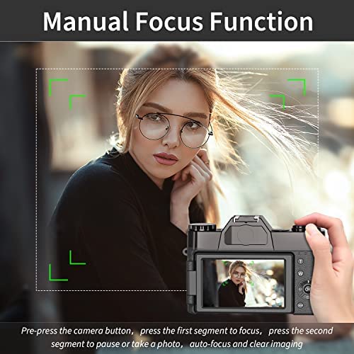 Digital Camera 4K 48MP WIKICO 16X Digital Zoom Vlogging Camera for Photography with WiFi, 3.0" IPS 180°Flip Screen, Wide Angle Lens, Macro Lens, 32GB SD Card, 2 Batteries (Straight Wide Angle Lens) 6