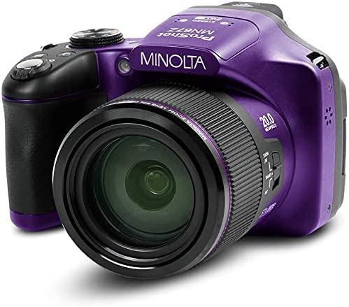 Minolta MN67Z-BK 20MP / 1080p HD Bridge Digital Camera with 67x Optical Zoom Bundle with Lexar Professional 633x 64GB UHS-1 Class 10 SDXC Memory Card and Deco Gear Camera Bag for DSLR (Purple) 2