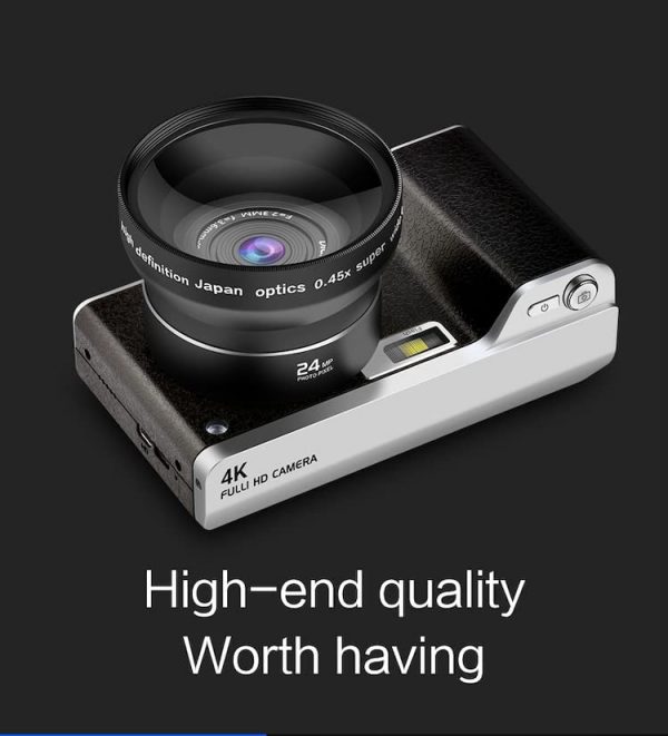 Vlogging Camera, 4K Digital Camera for YouTube with WiFi, 16X Digital Zoom, 180 Degree Flip Screen TopCam24 Zoom, 180 Degree Flip Screen, Wide Angle Lens, Macro Lens, 2 Batteries and 34GB TF Card 6