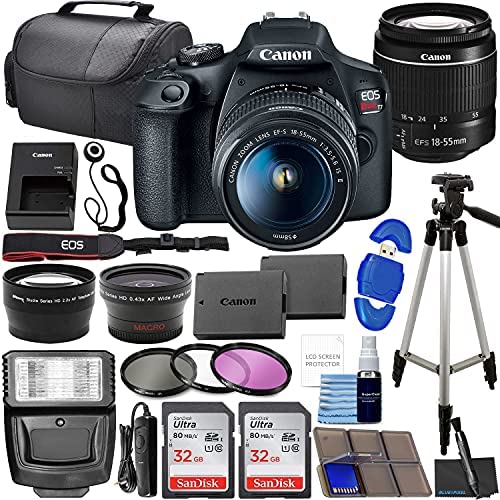 Canon EOS Rebel T7 DSLR Camera Bundle with Canon EF-S 18-55mm f/3.5-5.6 is II Lens + 2X 32GB Memory Cards + Filters + Preferred Accessory Kit 1