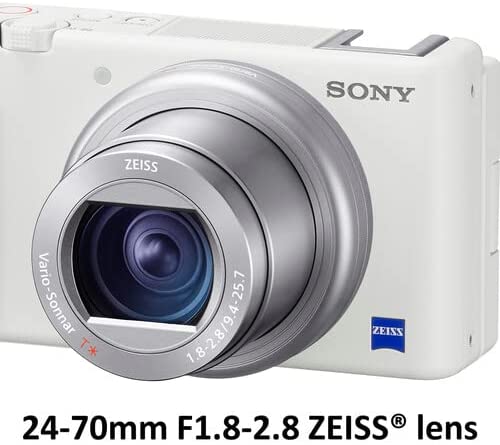 Sony ZV-1 Digital Camera (White) (DCZV1/W) + Pro Mic + 64GB Memory Card + Corel Photo Software + 2 x NP-BX1 Battery + Card Reader + LED Light + HDMI Cable + Deluxe Soft Bag + Charger + More (Renewed) 8