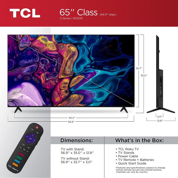 TCL 65" Class 5-Series 4K UHD QLED Dolby Vision & Atmos, VRR, AMD FreeSync, Smart Roku TV - 65S555 (2022 Model) 2