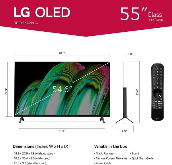 LG A2 Series 55-Inch Class OLED Smart TV OLED55A2PUA, 2022 - AI-Powered 4K TV, Alexa Built-in 2