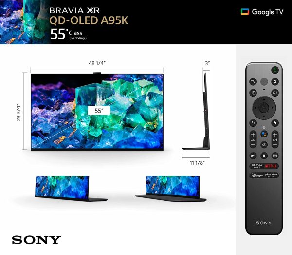 Sony 55 Inch 4K Ultra HD TV A95K Series: BRAVIA XR OLED Smart Google TV with Dolby Vision HDR,Bluetooth, Wi-Fi, USB, Ethernet, HDMI and Exclusive Features for The Playstation- 5 XR55A95K- 2022 Model 6