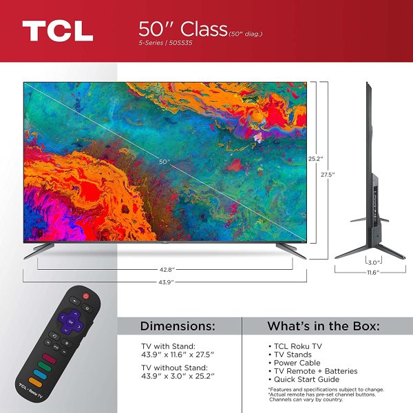 TCL 50-inch 5-Series 4K UHD Dolby Vision HDR QLED Roku Smart TV - 50S535, 2021 Model , Black 2