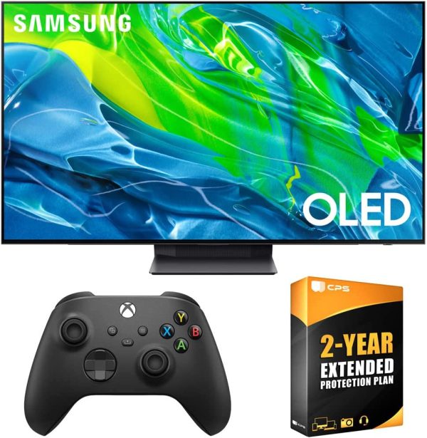 SAMSUNG QN55S95BA 55" 4K Quantum HDR OLED Smart TV (2022) Ultimate Bundle with Xbox Wireless Controller (Carbon Black) and Premium 2 YR CPS Enhanced Protection Pack 1