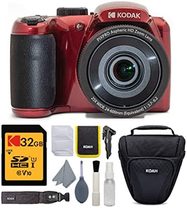 Kodak PIXPRO AZ255 Astro Zoom 16MP Digital Camera (Red) Bundle with 32GB SDHC UHS-I Memory Card, and Camera Case and Accessory for DSLR, Mirrorless, and Camcorders (3 Items) 1