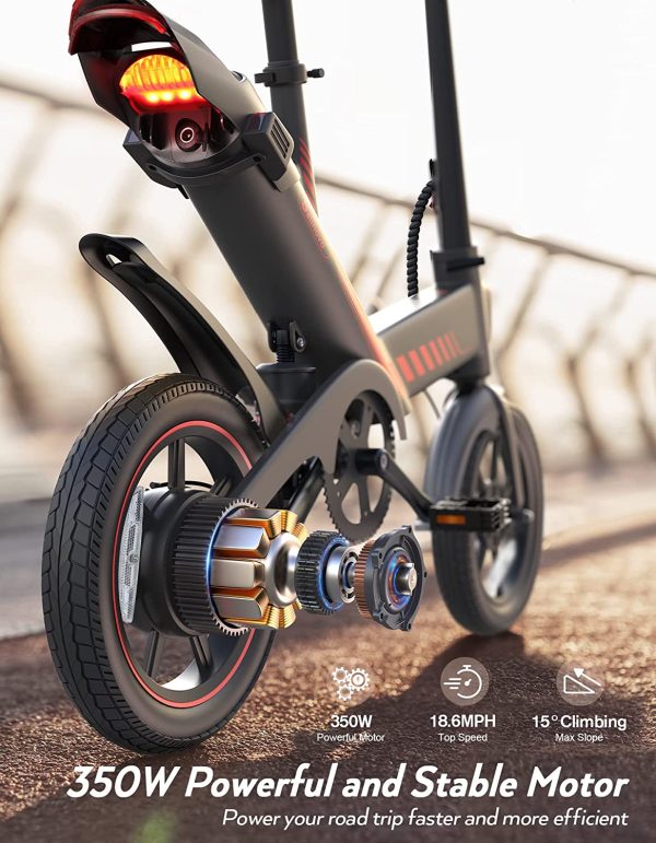 Electric Bicycle, Sailnovo 14'' Electric Bike for Adults and Teenagers with 18.6MPH Waterproof Folding Electric Bike with Removable 36V 10.4Ah Lithium-Ion Battery Throttle & Pedal Assist 2