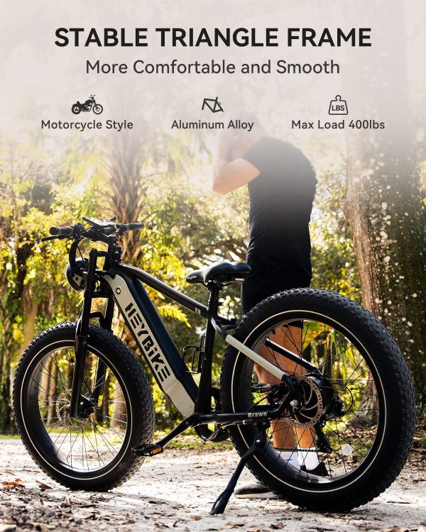 Heybike Brawn Electric Bike for Adults 48V 18Ah Removable Battery Ebike with 750W Motor, 28MPH Max Speed, Hydraulic Front Fork 26" Fat Tire 5