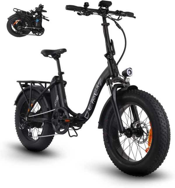 DERUIZ 20inch 500w/26 750w Electric Bike Adults, Fat Tire ebike Snow Bike with Removable 624WAh Lithium Battery, Professional 7 Speed,Tektro Dual Disc Brakes 1