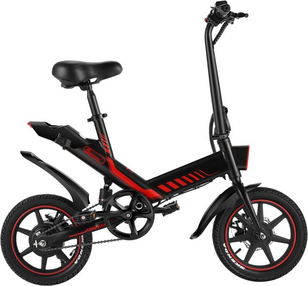 Electric Bicycle, Sailnovo 14'' Electric Bike for Adults and Teenagers with 18.6MPH Waterproof Folding Electric Bike with Removable 36V 10.4Ah Lithium-Ion Battery Throttle & Pedal Assist 1