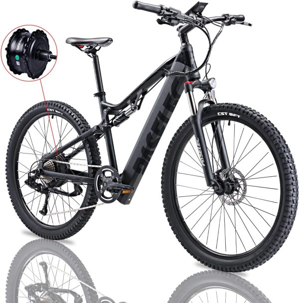 Electric Bike with BaFang Motor 750W Peak, Full Suspension Ebike, Electric Bike for Adults, Electric Mountain Bicycle with 13Ah Battery,27.5'' E-MTB, Professional 9-Speed Gears 1