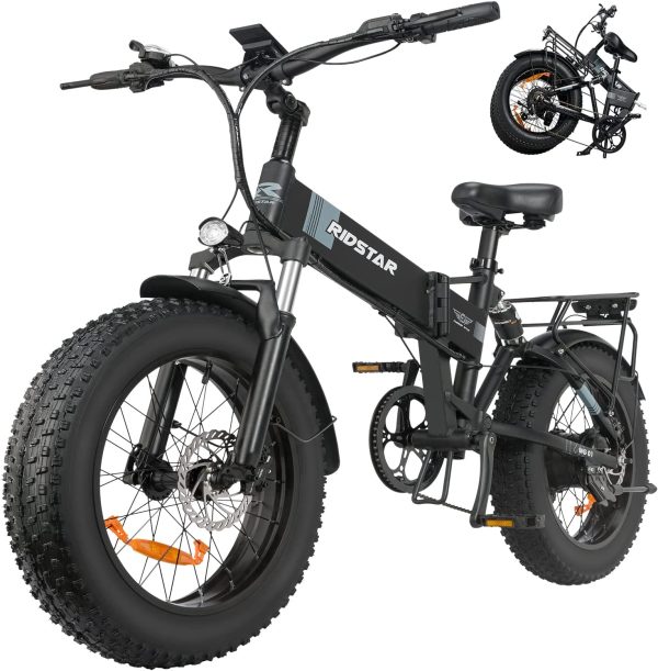 Folding Ebikes for Adults 1000W Motor 48V 14AH Battery 28MPH 50Miles Adult Electric Bicycles 20" x 4 Fat Tire Bike Bicicleta Electrica Para Adultos Foldable Bike Commuter Bike Snow Beach Electric Bike 1