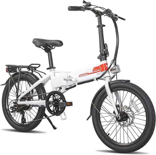 HILAND ROCKSHARK 20 inch Folding Electric Bike for Adults Teens with 250W Motor 20Max MPH, 36V 7.8AH Removable Battery & Shimano 7-Speed Electric Foldable Bicycles, Urban Ebike for Men Women 1