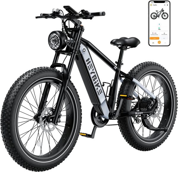 Heybike Brawn Electric Bike for Adults 48V 18Ah Removable Battery Ebike with 750W Motor, 28MPH Max Speed, Hydraulic Front Fork 26" Fat Tire 1