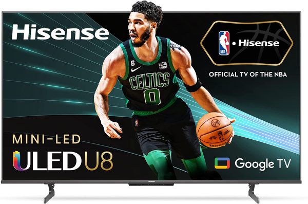 Hisense U8H QLED Series Quantum 4K ULED Mini-LED 65-Inch Class Google Smart TV with Alexa Compatibility, Quantum Dot, 1500-nit HDR10+, and Dolby Vision (65U8H, 2022 Model), Black 1