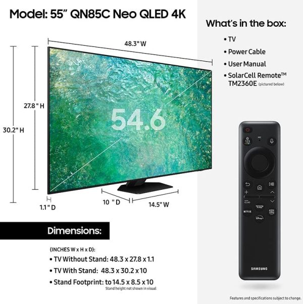 SAMSUNG 55-Inch Class Neo QLED 4K QN85C Series Neo Quantum HDR, Dolby Atmos, Object Tracking Sound, Motion Xcelerator Turbo+, Gaming Hub, Smart TV with Alexa Built-in (QN55QN85CAFXZA, 2023 Model) 2