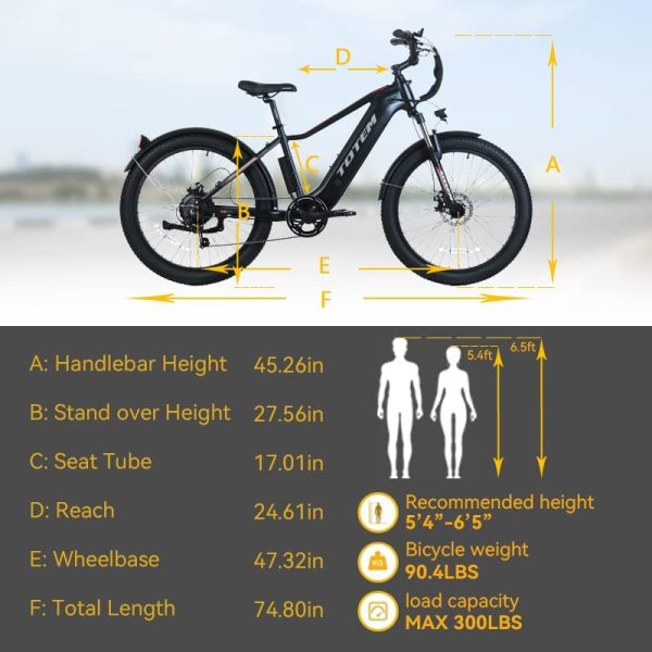 Totem Ranger eBike for Adults 26", 750W Powerful Motor, Ebike 48V 15Ah Removable Integrated Lithium Battery, Shimano 7 Speed Gears, and Mechanical Locking Suspension Fork 7