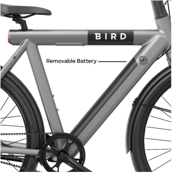 Bird - Bicicleta eléctrica A-Frame, motor de 500 W, rango máximo de 50 mi, velocidad máxima de 20 mph, pantalla de tablero integrada, batería extraíble y compatible con aplicaciones 5