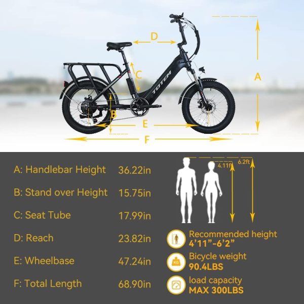 Totem Hauler Electric Bike for Adults, 20"*3.0 Fat Tire Ebike 48V 15Ah Removable Integrated Lithium Battery, 750W Powerful Motor, E-Bike with Shimano 7 Speed Gears, Mechanical Locking Suspension Fork 7