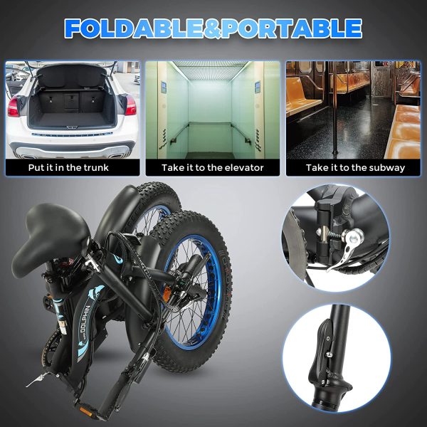 ECOTRIC 20" Folding Electric Bike Ebike 36V/12.5AH Lithium Battery 500W Powerful Rear Motor Step-Through Fat Tire Bicycle Shimano 7 Speed Gear (Black/White) 90% Pre-Assembled 6