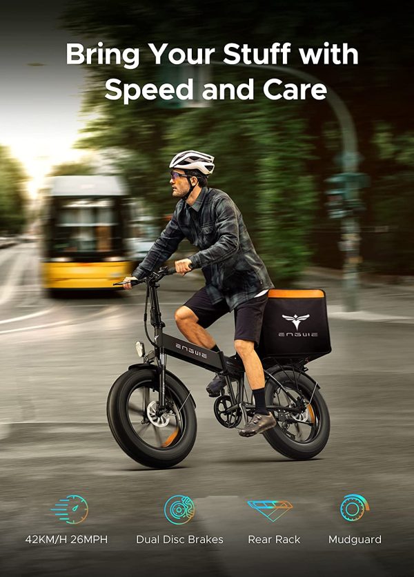 ENGWE 750W Folding Electric Bike - 20" All Terrain Fat Tires, 7 Speed Gear E-Bike with 48V 13AH Removable Lithium Battery 7