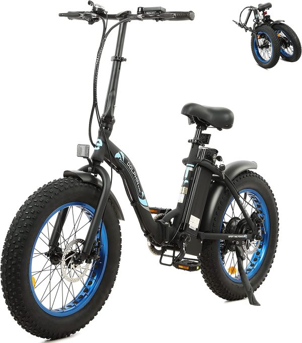 ECOTRIC 20" Folding Electric Bike Ebike 36V/12.5AH Lithium Battery 500W Powerful Rear Motor Step-Through Fat Tire Bicycle Shimano 7 Speed Gear (Black/White) 90% Pre-Assembled 1