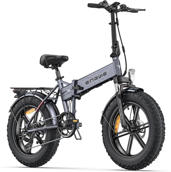 ENGWE 750W Folding Electric Bike - 20" All Terrain Fat Tires, 7 Speed Gear E-Bike with 48V 13AH Removable Lithium Battery 1