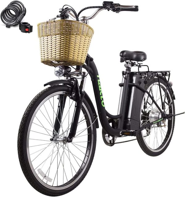 NAKTO Electric Bike, 250W/350W Electric Bicycles - Up to 45 Miles and 20+ MPH Electric City Commuter Bicycle - Waterproof Removable 36V/10A Battery and 6-Speed Gear 26" Electric Bike for Adult 1