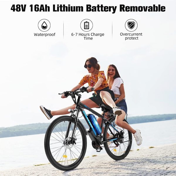 29" Electric Bike for Adults, 750W Electric Mountain Bicycle Max 30Mph 60Miles, 48V Electric Commuter Bicycle with 16Ah Removable Battery,Shimano 21 Speed City E-Bike for Men Women Adult… 5