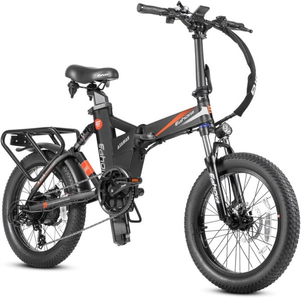 eAhora Azarias 32MPH 750W Adult Electric Bicycles 48V 18AH Electric Bike Dual Suspension Fat Tire Folding Electric Bike, Mechanical Brakes, Shimano 7-Speed Gear, Cruise Control 1