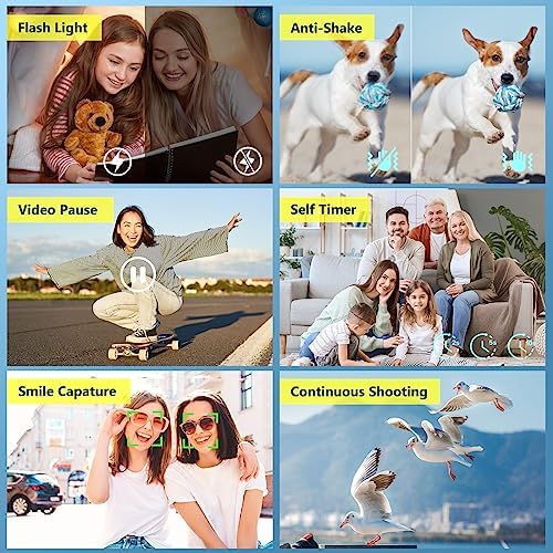 4K Digital Camera for Photography Autofocus, 48MP Vlogging Camera with SD Card Anti-Shake, 3'' 180° Flip Screen Compact Video Camera for Travel, 16X Zoom Digital Camera for Teens with Flash 5