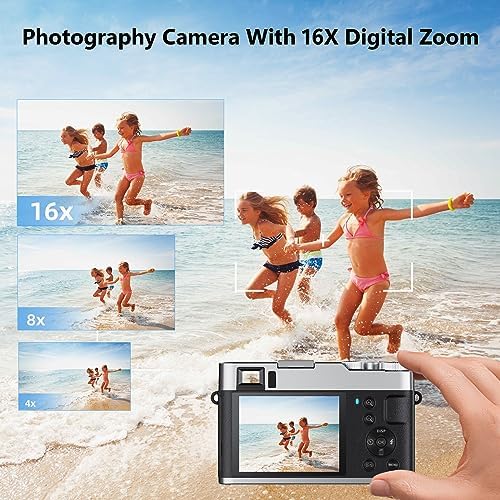 4K Digital Camera for Photography Autofocus, 48MP YouTube Vlogging Camera with 2.8" Screen, 16X Digital Zoom Video Camera Anti-Shake with 32GB SD Card, Compact Point and Shoot Travel Cameras for Gifts 4