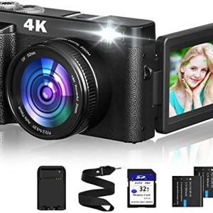 4K Digital Camera 48 MP Camera with 32GB SD Card, 16x Digital Zoom and Autofocus Compact Camera (2 Batteries) 10