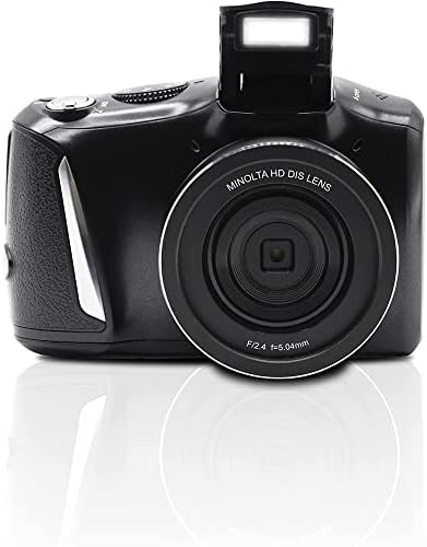 Minolta MND50-BK 48 MP 4K Ultra HD 16X Digital Zoom Digital Camera (Black) Bundle with Deco Photo Point and Shoot Field Bag Camera Case (Black/Red) 2