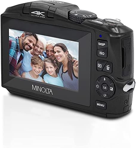 Minolta MND50-BK 48 MP 4K Ultra HD 16X Digital Zoom Digital Camera (Black) Bundle with Deco Photo Point and Shoot Field Bag Camera Case (Black/Red) 7