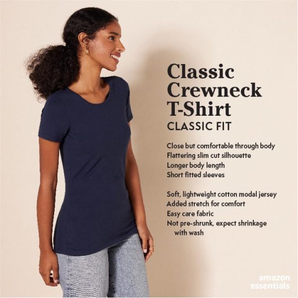 Amazon Essentials Women's Classic-Fit Short-Sleeve Crewneck T-Shirt, Multipacks 2