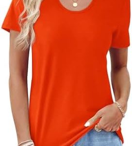 Dokotoo Oversized T Shirts for Women Crewneck Short Sleeve Casual Summer Tops Lightweight Loose High Low Blouse 8