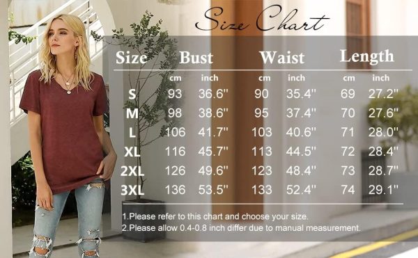 Sipaya Womens T Shirts Basic V Neck Tee Loose Fitting Casual Short Sleeve Tops 5