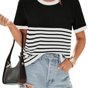 Womens T Shirts Short Sleeve V Neck Tops Casual Basic Tees 8