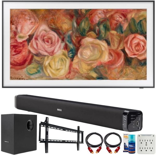 SAMSUNG QN50LS03DAFXZA 50 inch The Frame QLED 4K Smart TV (2024 Model) Bundle with Deco Gear Home Theater Soundbar with Subwoofer, Wall Mount Accessory Kit, 6FT 4K HDMI 2.0 Cables and More 1