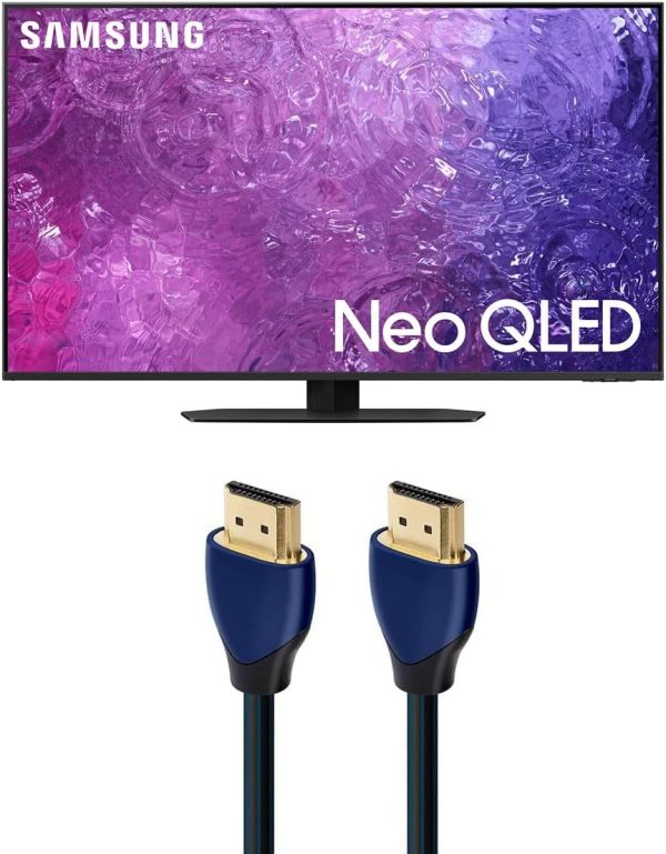 SAMSUNG QN75QN90CAFXZA 75" Neo QLED Smart TV with 4K Upscaling with a Blueberry 2.25M 18G 4K-8K HDMI Digital Cable (2023) 1