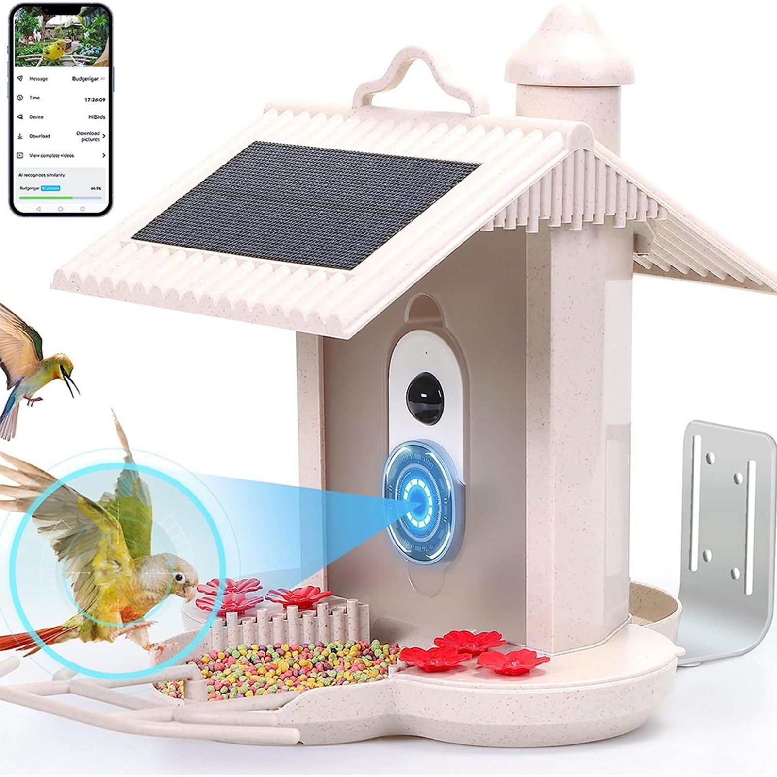 51% OFF WIFI Solar Smart Bird Feeder with 1080P Camera New Night Vision Technology AI Identify Bird Species Motion Detection Real-time Notification with APP,83.69?